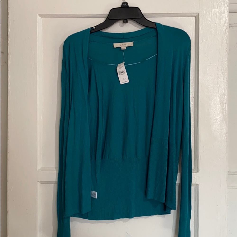 Loft cardigan sweater in Teal color